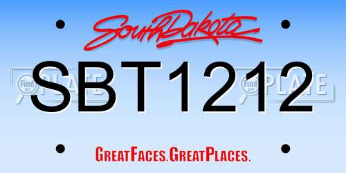 SBT1212 South Dakota License Plate