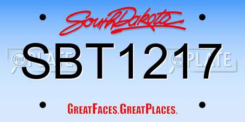 SBT1217 South Dakota License Plate