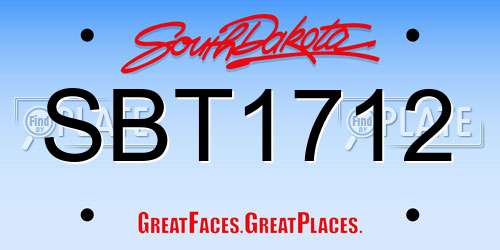 SBT1712 South Dakota License Plate