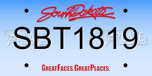 SBT1819 South Dakota License Plate