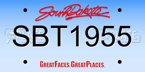 SBT1955 South Dakota License Plate
