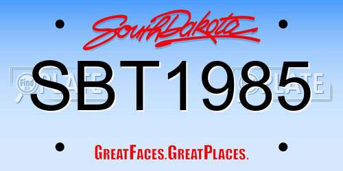 SBT1985 South Dakota License Plate