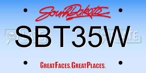 SBT35W South Dakota License Plate