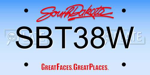 SBT38W South Dakota License Plate