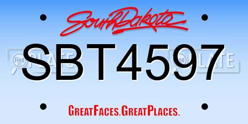 SBT4597 South Dakota License Plate