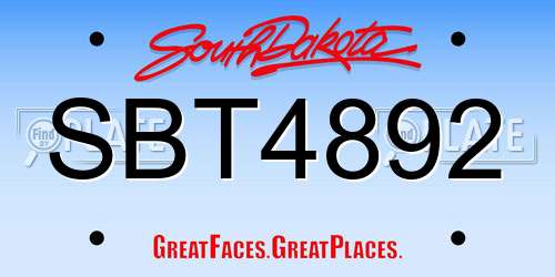 SBT4892 South Dakota License Plate