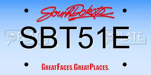 SBT51E South Dakota License Plate