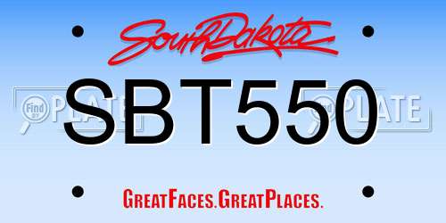 SBT550 South Dakota License Plate