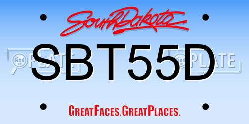 SBT55D South Dakota License Plate