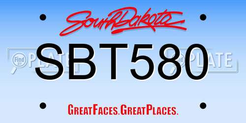 SBT580 South Dakota License Plate