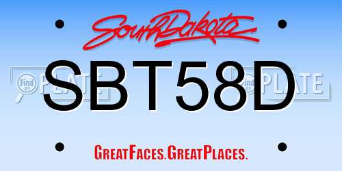 SBT58D South Dakota License Plate