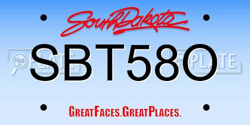 SBT58O South Dakota License Plate