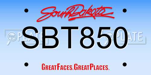 SBT850 South Dakota License Plate