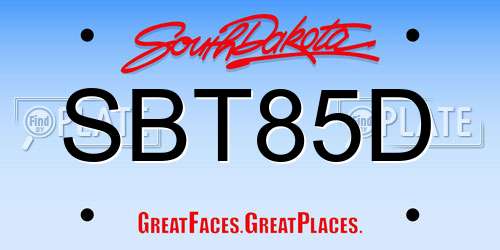 SBT85D South Dakota License Plate
