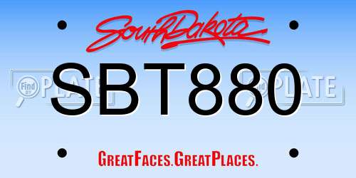 SBT880 South Dakota License Plate