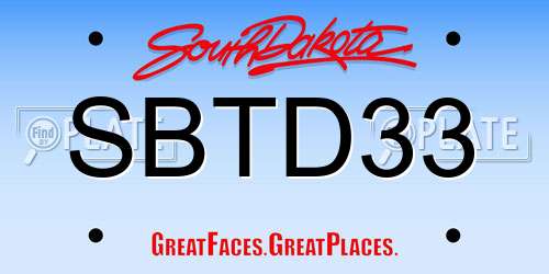 SBTD33 South Dakota License Plate