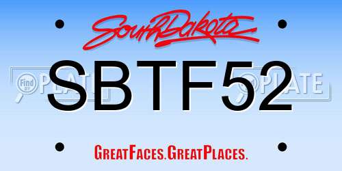 SBTF52 South Dakota License Plate