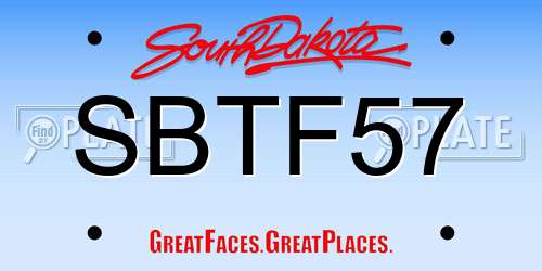 SBTF57 South Dakota License Plate