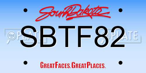 SBTF82 South Dakota License Plate