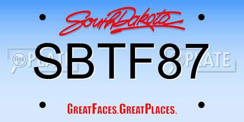 SBTF87 South Dakota License Plate
