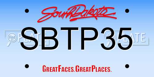 SBTP35 South Dakota License Plate