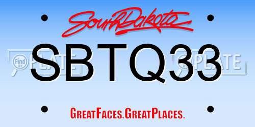 SBTQ33 South Dakota License Plate