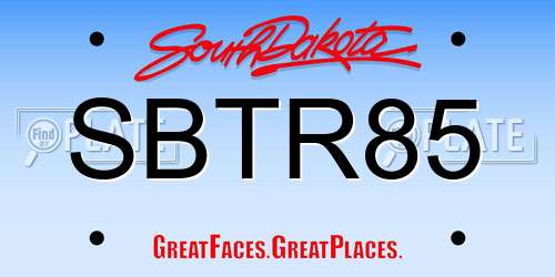 SBTR85 South Dakota License Plate