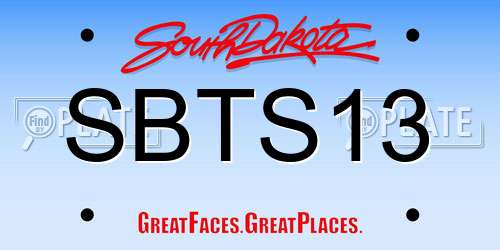 SBTS13 South Dakota License Plate