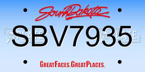 SBV7935 South Dakota License Plate