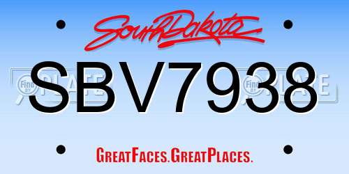 SBV7938 South Dakota License Plate