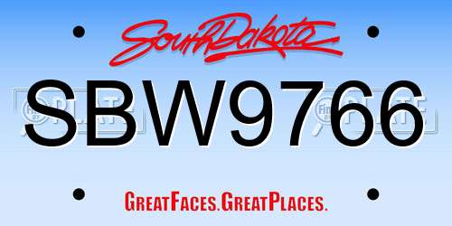 SBW9766 South Dakota License Plate