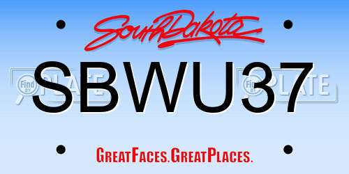SBWU37 South Dakota License Plate