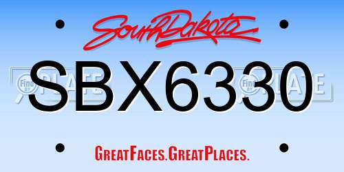 SBX6330 South Dakota License Plate