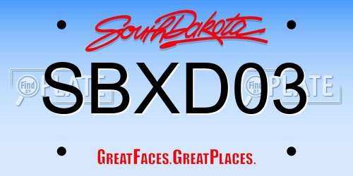 SBXD03 South Dakota License Plate