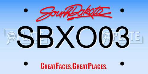 SBXO03 South Dakota License Plate