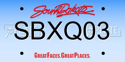 SBXQ03 South Dakota License Plate