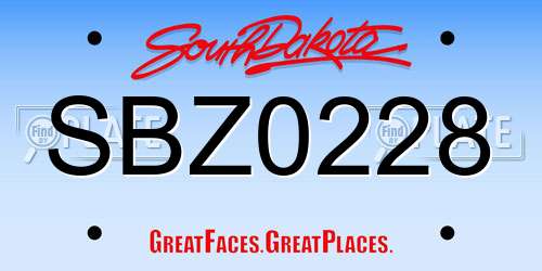 SBZ0228 South Dakota License Plate