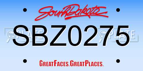 SBZ0275 South Dakota License Plate