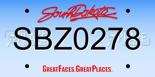 SBZ0278 South Dakota License Plate