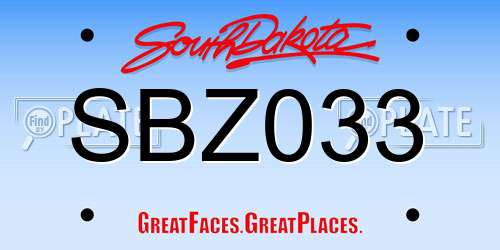 SBZ033 South Dakota License Plate
