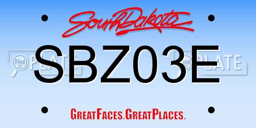 SBZ03E South Dakota License Plate