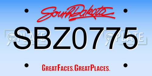 SBZ0775 South Dakota License Plate