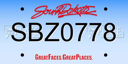 SBZ0778 South Dakota License Plate