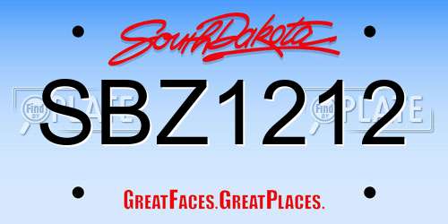 SBZ1212 South Dakota License Plate