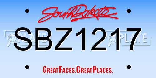 SBZ1217 South Dakota License Plate