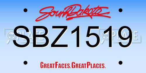 SBZ1519 South Dakota License Plate