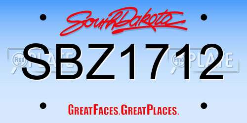 SBZ1712 South Dakota License Plate