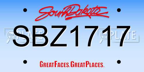 SBZ1717 South Dakota License Plate