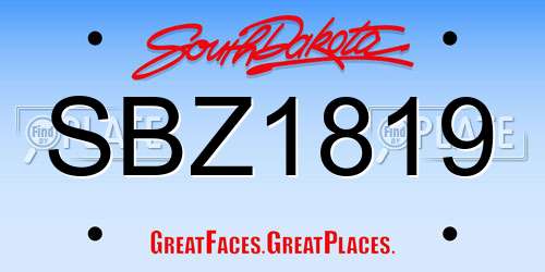 SBZ1819 South Dakota License Plate