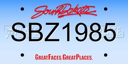SBZ1985 South Dakota License Plate